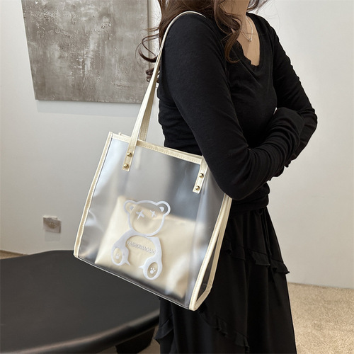 Simple jelly bag women's large capacity 2024 autumn new portable shoulder bag fashionable transparent mother-in-law small bag