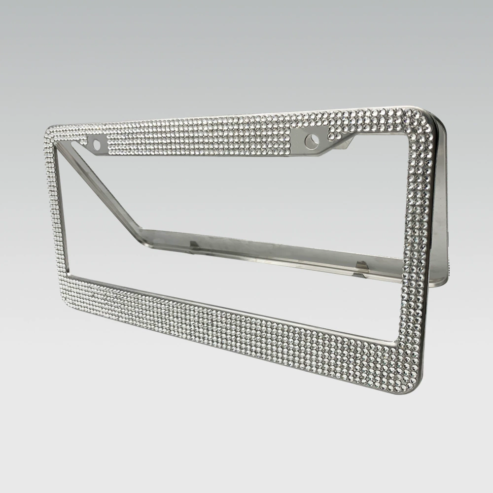 Трансграничный инкрустированный бриллиантами автомобиль Правила США Алмазная рамка номерного знака Рамка номерного знака нержавеющая сталь Стекло со стразами Бриллиант