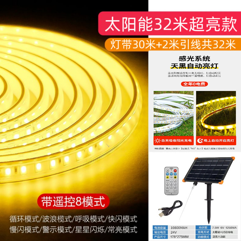 跨境电商新款太阳能灯带庭院别墅花园LED氛围照明灯户外防水灯条|undefined