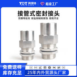 304不锈钢防爆格兰头接管式电缆密封防水接头金属内外螺纹填料函