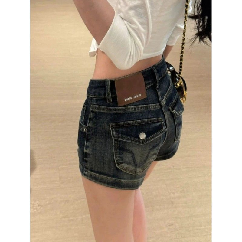 Trendy denim three-quarter shorts for women, summer new style, slimming, versatile, hip-hugging, hot pants for trendy girls Trendy denim three-quarter shorts for women, summer new style, slimming, versatile, hip-hugging, hot pants for trendy girls