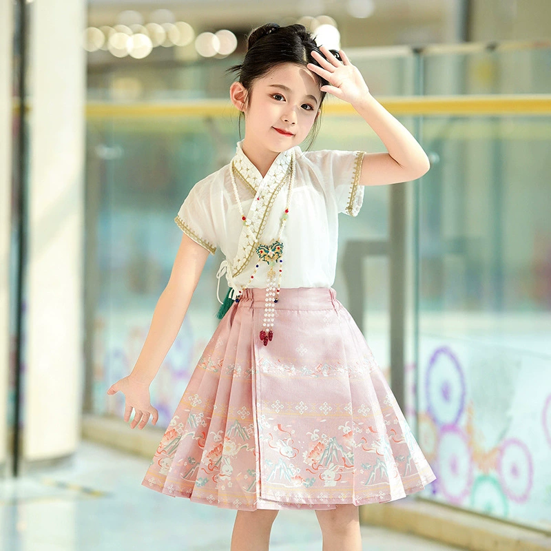 Children's summer suit, skirt, Hanfu, Chinese style