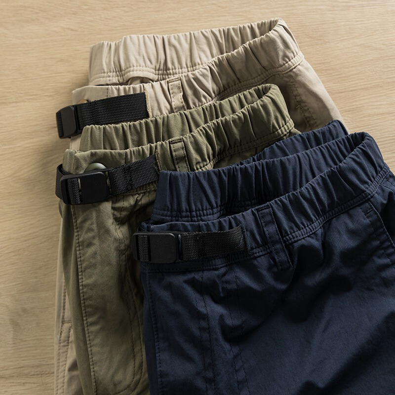 Summer Men's Trendy Thin Loose Shorts Five-Point Pants Versatile Casual Sports Pants with Buckle Waist Trendy Outerwear Mid-Length Pants