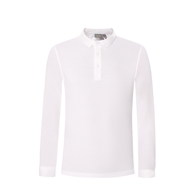 32 perlas de algodón peinado de alta gama para hombres mangas largas collar T-shirt de negocios polo ropa de trabajo personalizada al por mayor