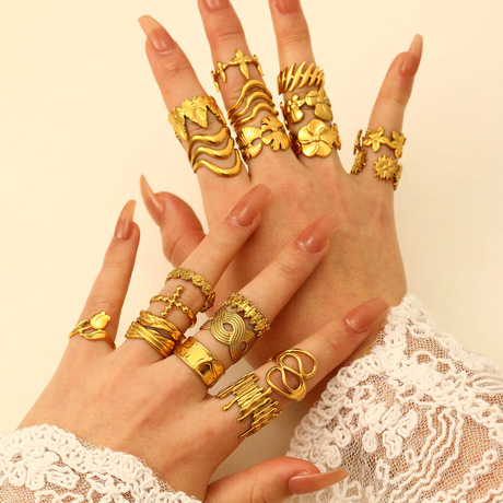 Tulip Rings Jewelry Cross-border European and American style stainless steel ope