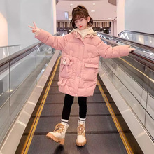 女童棉服冬装2024新款洋气儿童装韩版加厚中长款羽绒棉衣冬季棉袄
