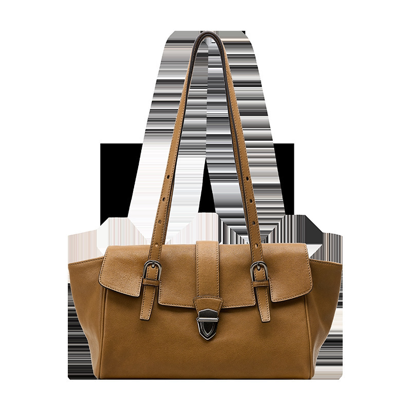 Vegetable-Tanned Sheepskin Baguette Briefcase - Professional Casual Commuter Handbag & Shoulder Bag For Women - Thumbnail 8