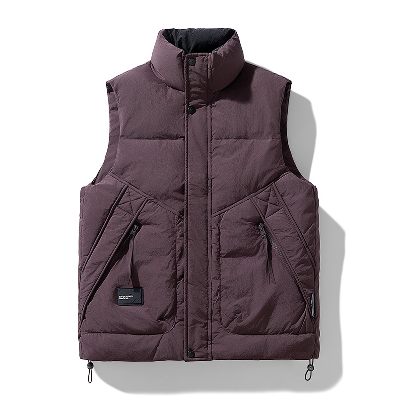 2025 nuevo chaleco de plumón marca de moda hombre y mujer ropa transfronteriza abrigo de cuello vertical pareja chaleco de bolsillo para hombre image 1