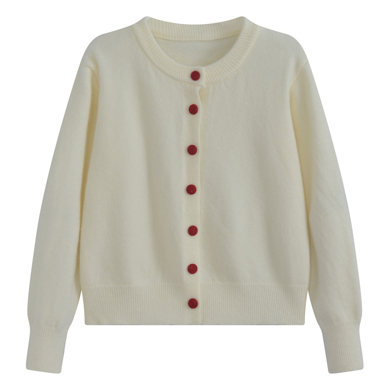 2025 primavera nueva reducción de envejecimiento suelta suave pegajosa con cardigan de punto de mujer suéter de aire suave blusa de adelgazamiento image 8