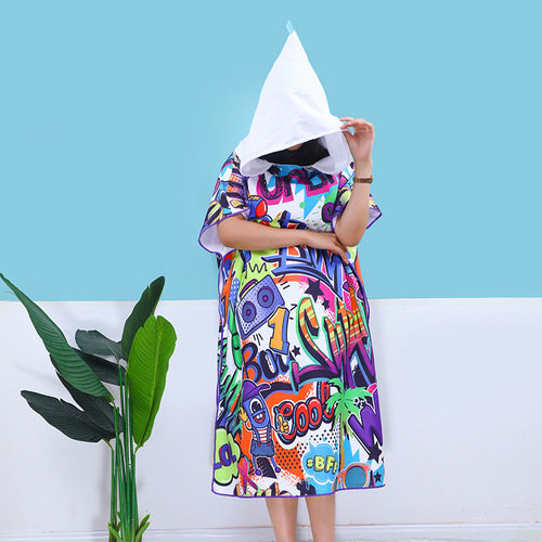 Beach Towel Ultra-Fine Fiber Reactive Printing Fashion Beach Water Absorbent Soft Portable Adult Wearable Bath Towel