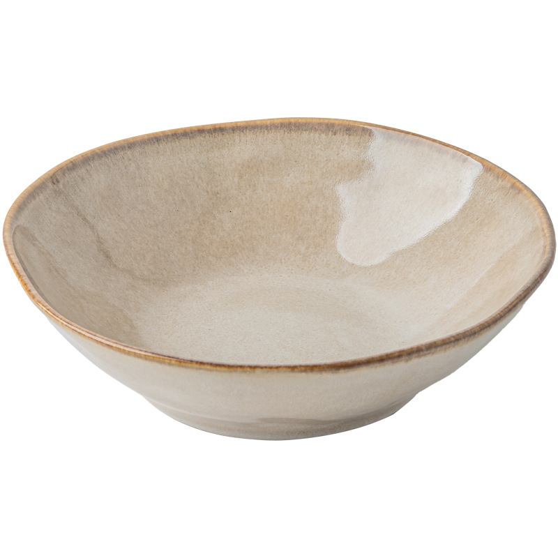Bowls de 7.5 pulgadas irregulares de fideos de cerámica vintage, tazón de verduras frías, tazón de ensalada de exportación transfronteriza