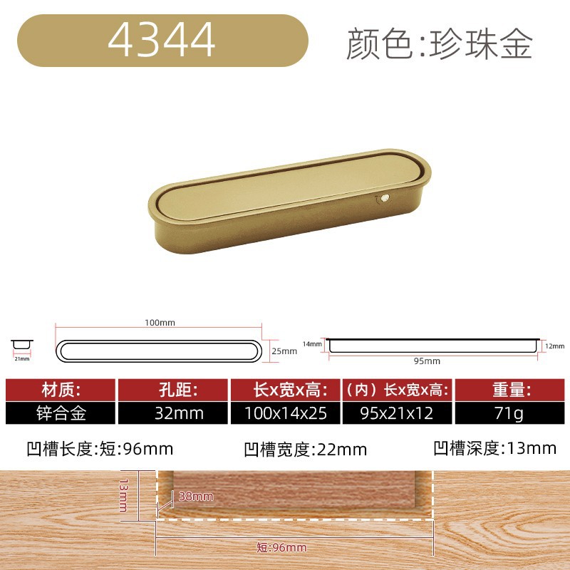 Manija anticolisión encajada ranurada simple moderna de la puerta de gabinete del tirón estrecho de la aleación del cinc