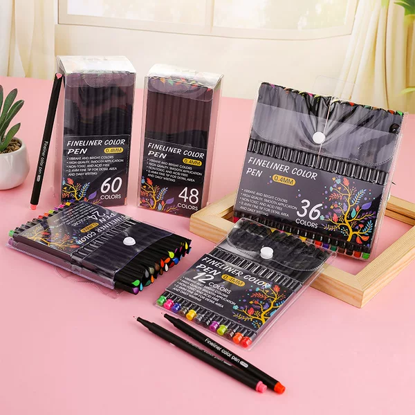 Amazon Cross-Border Best-Selling Watercolor Hook Line Pen Painting Set Gel Pen 0.4mm Needle Tube Pen Stroke Pen Factory