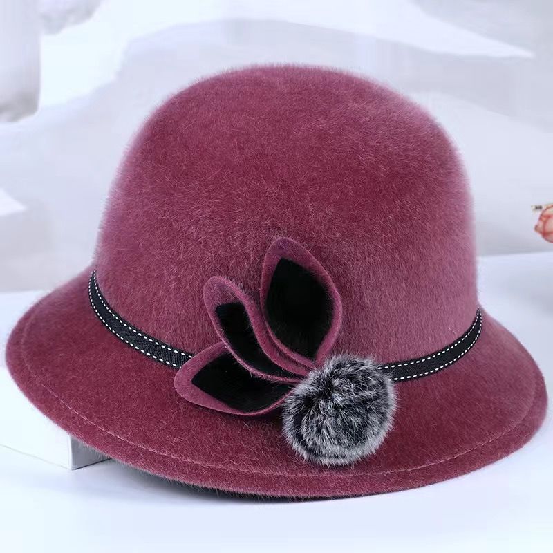 Mink fur flowers-leather pink