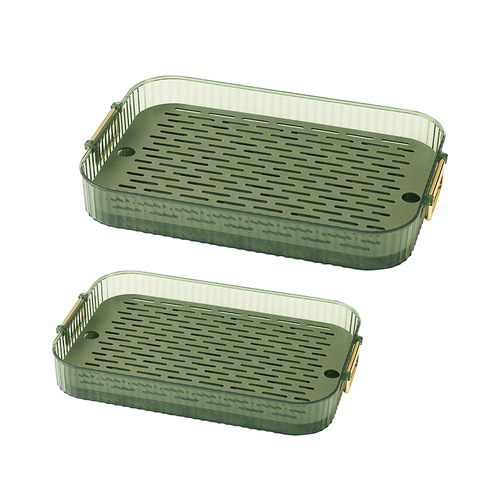 Carefully selected stove-top ice tea portable double-layer drain tray living room plastic tea tray fruit and vegetable bowls and chopsticks drain storage tray