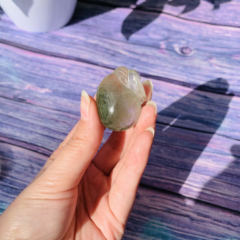 水晶吊坠 天然绿幽灵原石雕刻钱袋水晶挂饰 图 11
