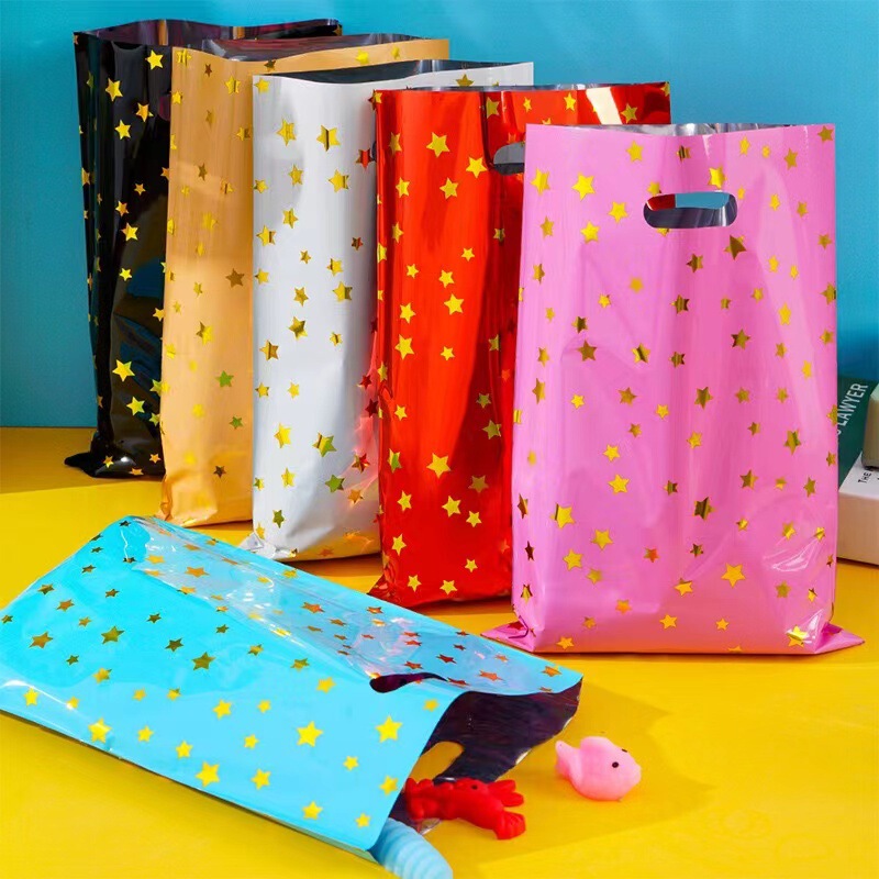 Party aluminum film bag solid color small five-pointed star medium return gift bag candy bag birthday party gift bag side seal bag