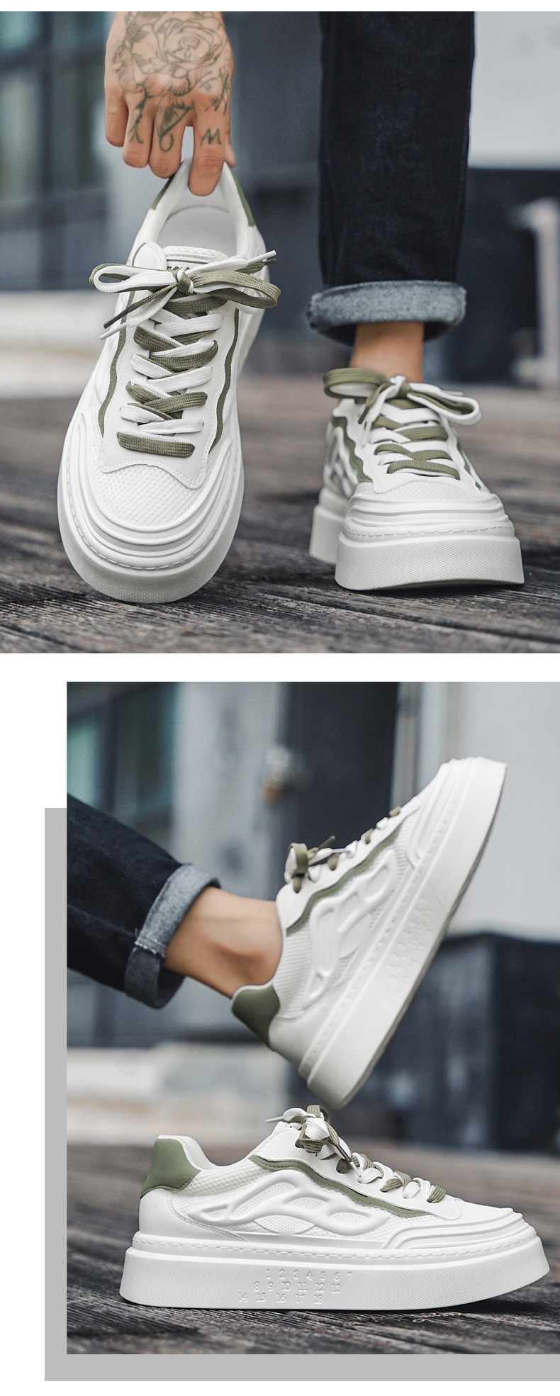 Herren Herbst atmungsaktives Mesh vielseitig lässig höhenverstellbar Board Jugend trendige Marke Sport Anti-Rutsch dicke Sohle_voghion.com