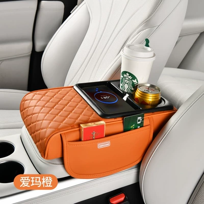 Armrest box pad Multifunctional Heightening Pad with Integrated - rechargeable-emma-orange-diamond-shape