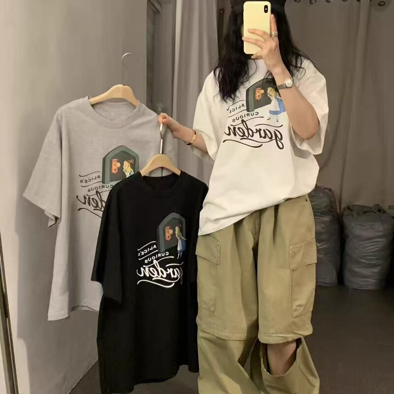 American-Style Casual Simple Short-Sleeved T-Shirt for Girls, Junior High School and High School Students, New Loose Half-Sleeved Tops and T-Shirts American-Style Casual Simple Short-Sleeved T-Shirt for Girls, Junior High School and High School Students, New Loose Half-Sleeved Tops and T-Shirts