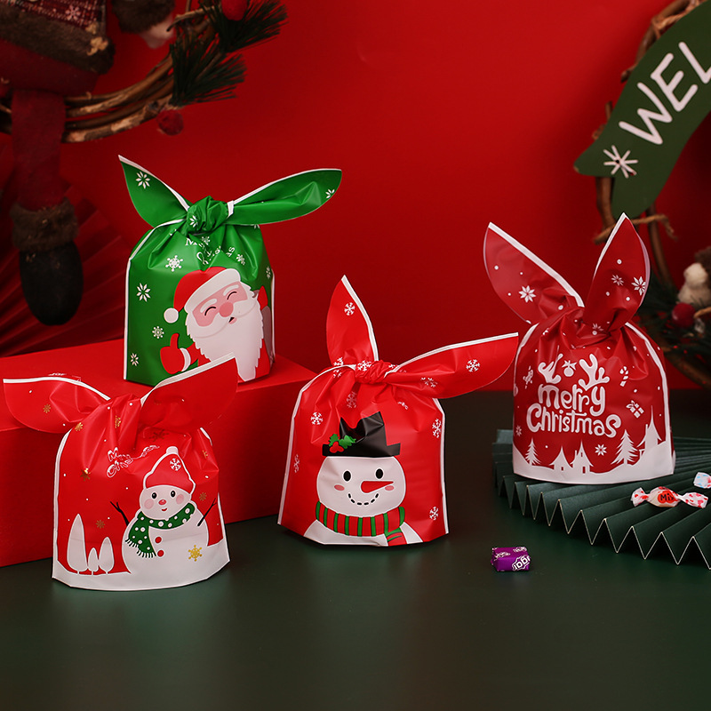 亚马逊新款跨境圣诞节礼品食品包装袋束口袋糖果包装袋平安果袋