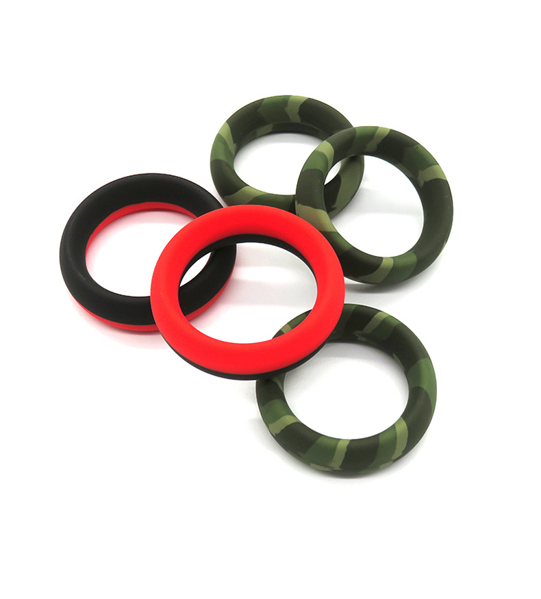Camouflage Silicone Locking Cock Ring, 50mm Manual Delay Ring for Men — detail image 8