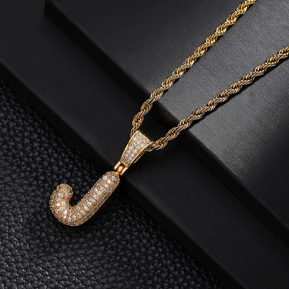 Nuevo cross-border 26 letras inglesas colgantes collares de bronce y piedra collares de moda simplista para hombres y mujeres