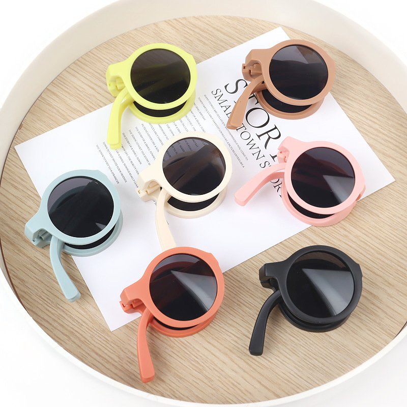 Fashion Solid Color Resin Round Frame Full Frame Kids Sunglassespicture2