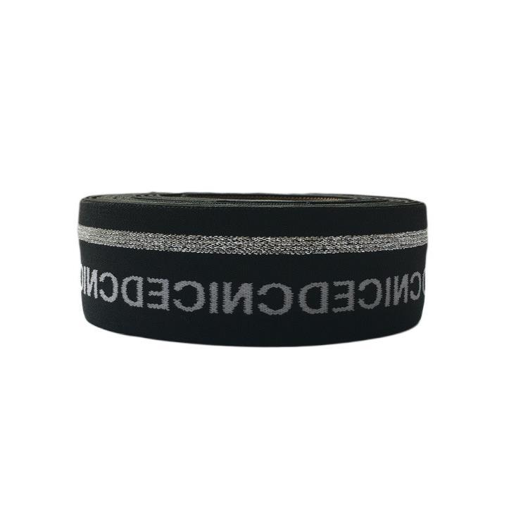 Gold and Silver Striped Letters Jacquard Elastic Band Nylon Lacquer Silk Belt Elastic Edge Rubber Lacquer Belt