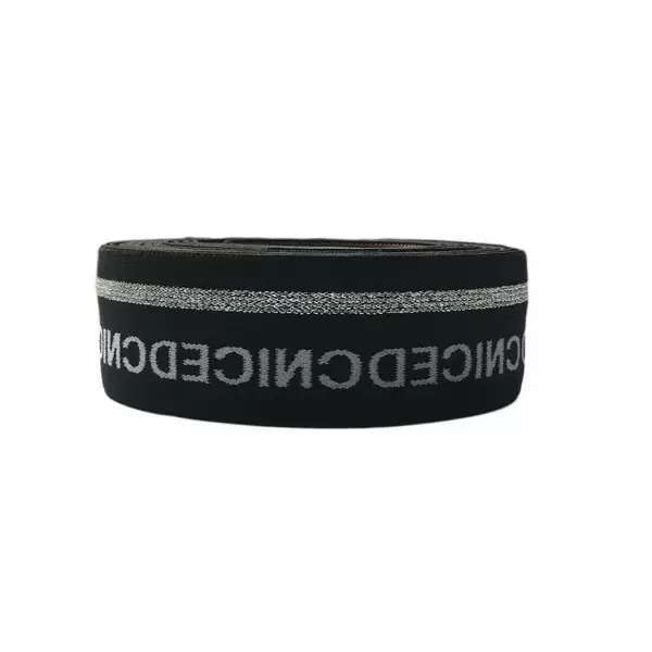 Gold and Silver Striped Letters Jacquard Elastic Band Nylon Lacquer Silk Belt Elastic Edge Rubber Lacquer Belt