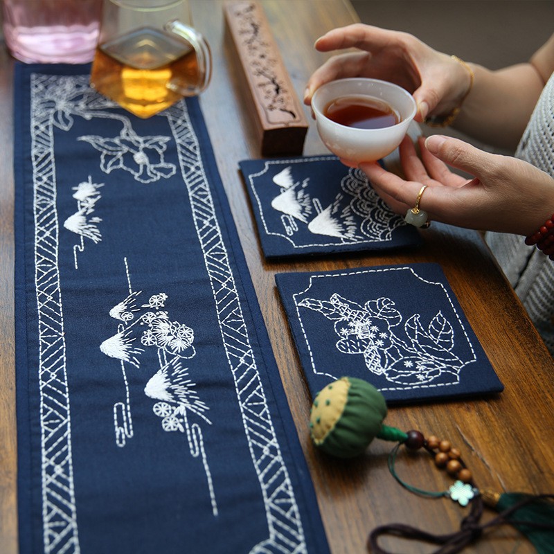 Bordado DIY auto-bordado principiante haciendo Mat tridimensional bordado posavasos placa estera matanza paquete de material de tiempo