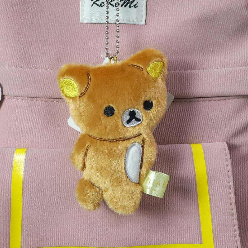 日系リラックマ20周年デパート店長ストラップ人形かわいい熊ミニぬいぐるみリュックサック飾り