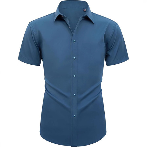 Short-sleeved solid color men's shirt, formal shirt, wrinkle-resistant men's clothing large