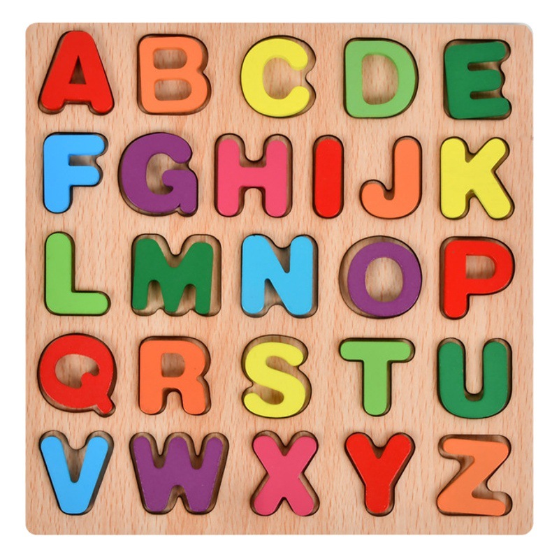 Bloques de construcción de educación temprana para niños de madera letras y números forma color cognición kindergarten rompecabezas juego juguetes educativos
