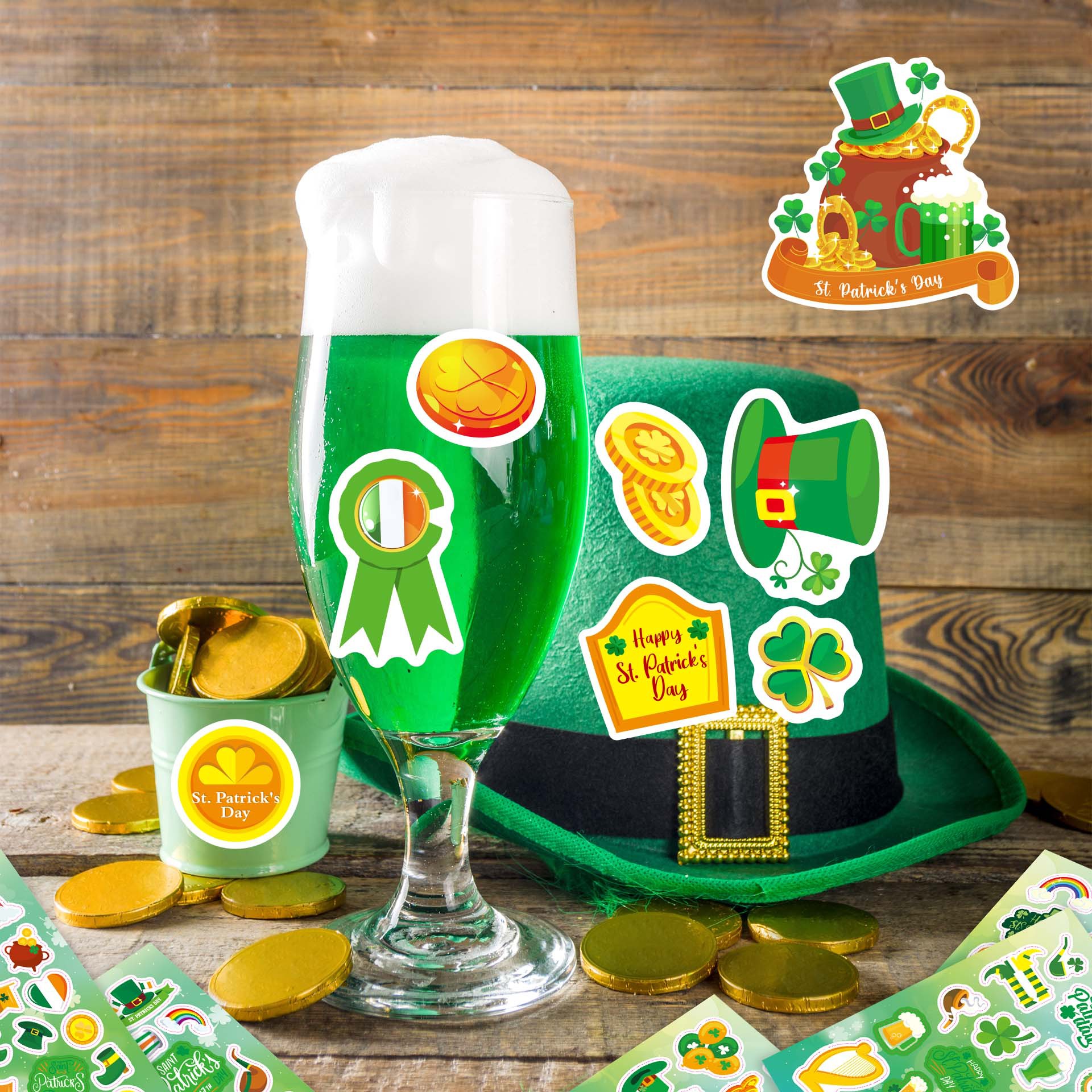 CM2311007 dibujos animados para niños lindo Festival irlandés rompecabezas interactivo entre padres e hijos DIY pegatinas