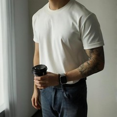 三本针 美式300G重磅纯色短袖T恤男士打底衫休闲半袖纯棉圆领上衣