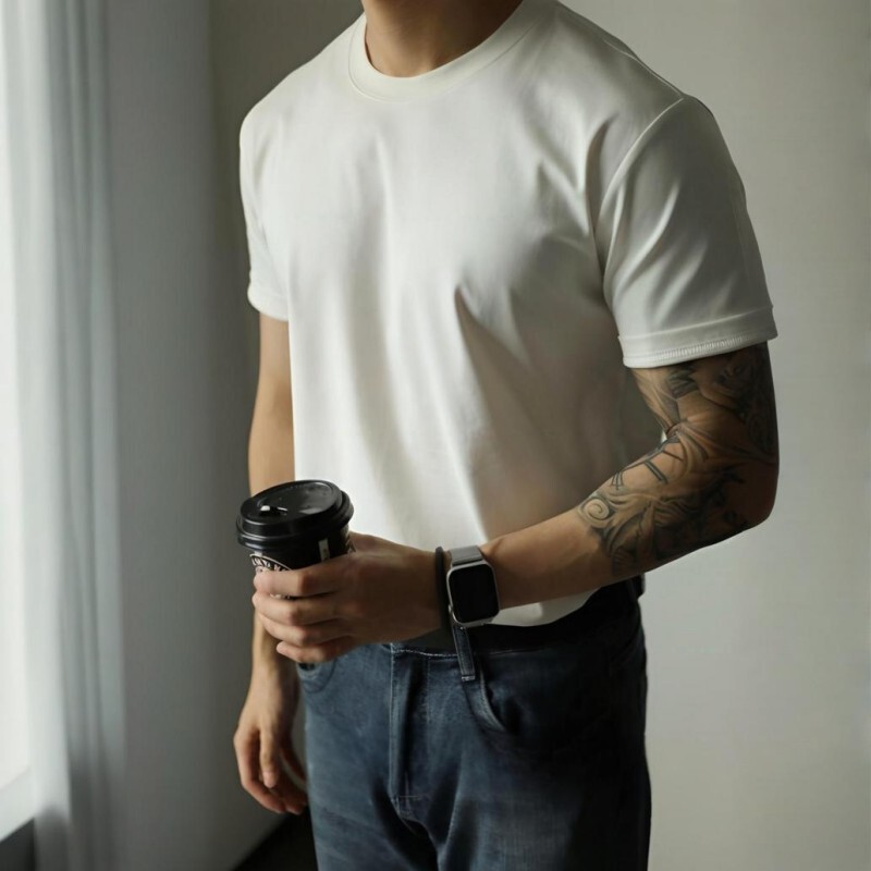 三本针 美式300G重磅纯色短袖T恤男士打底衫休闲半袖纯棉圆领上衣|undefined