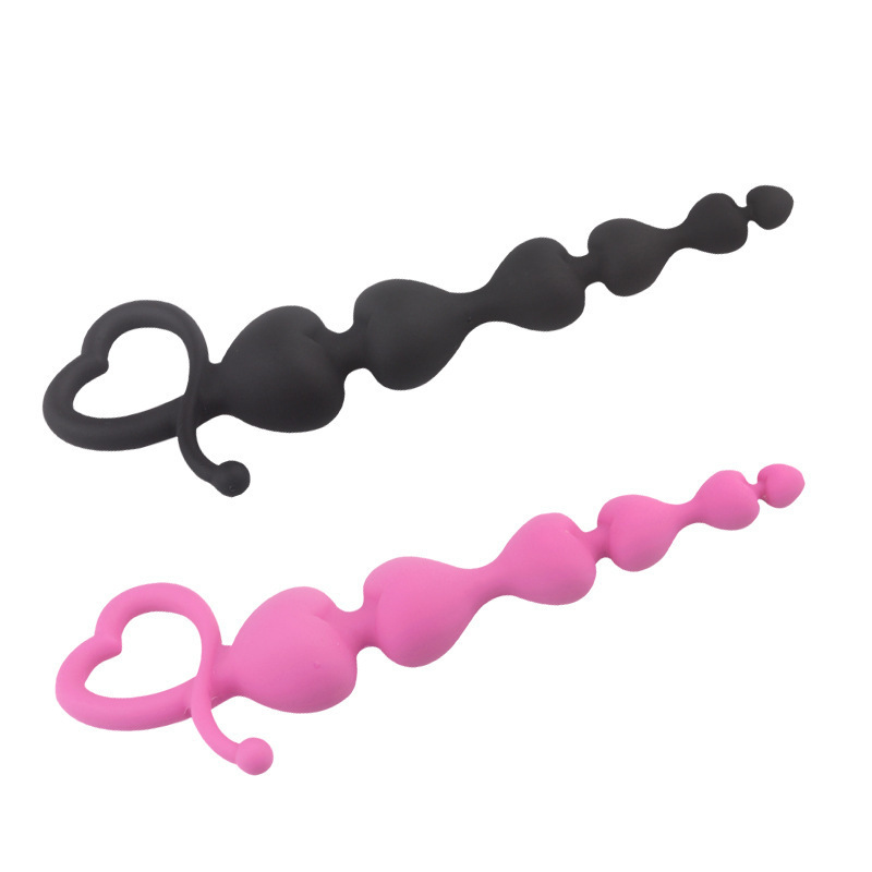 Silicone Heart-Shaped Anal Plug with Bead Design, Manual Non-Vibrating Anal Trainer, Body-Safe Silicone — detail image 8