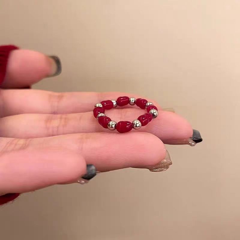Red beaded ring