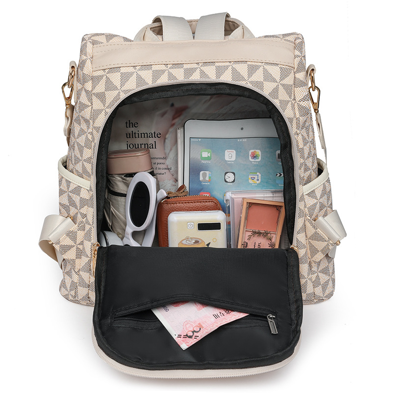 Mochila de viaje para mujeres 2024 nueva mochila de moda de gran capacidad, mochila retro al aire libre