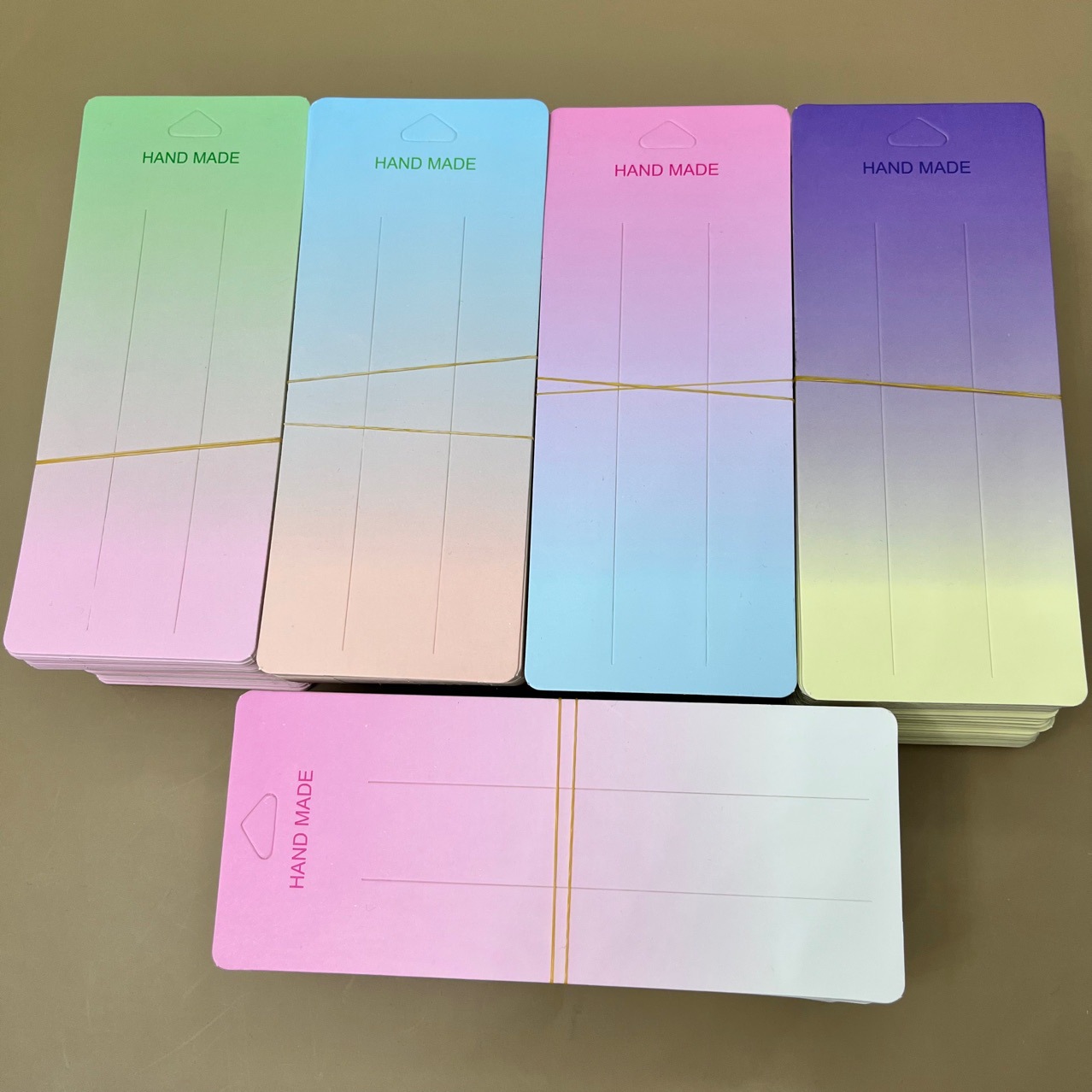 加长无间隔6-7卡位发夹包装卡纸渐变色发饰卡片炫彩色手工卡片