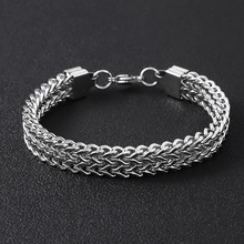 欧美跨境热销手链双层钛钢男士个性手镯朋克霸气潮男百搭手饰批发