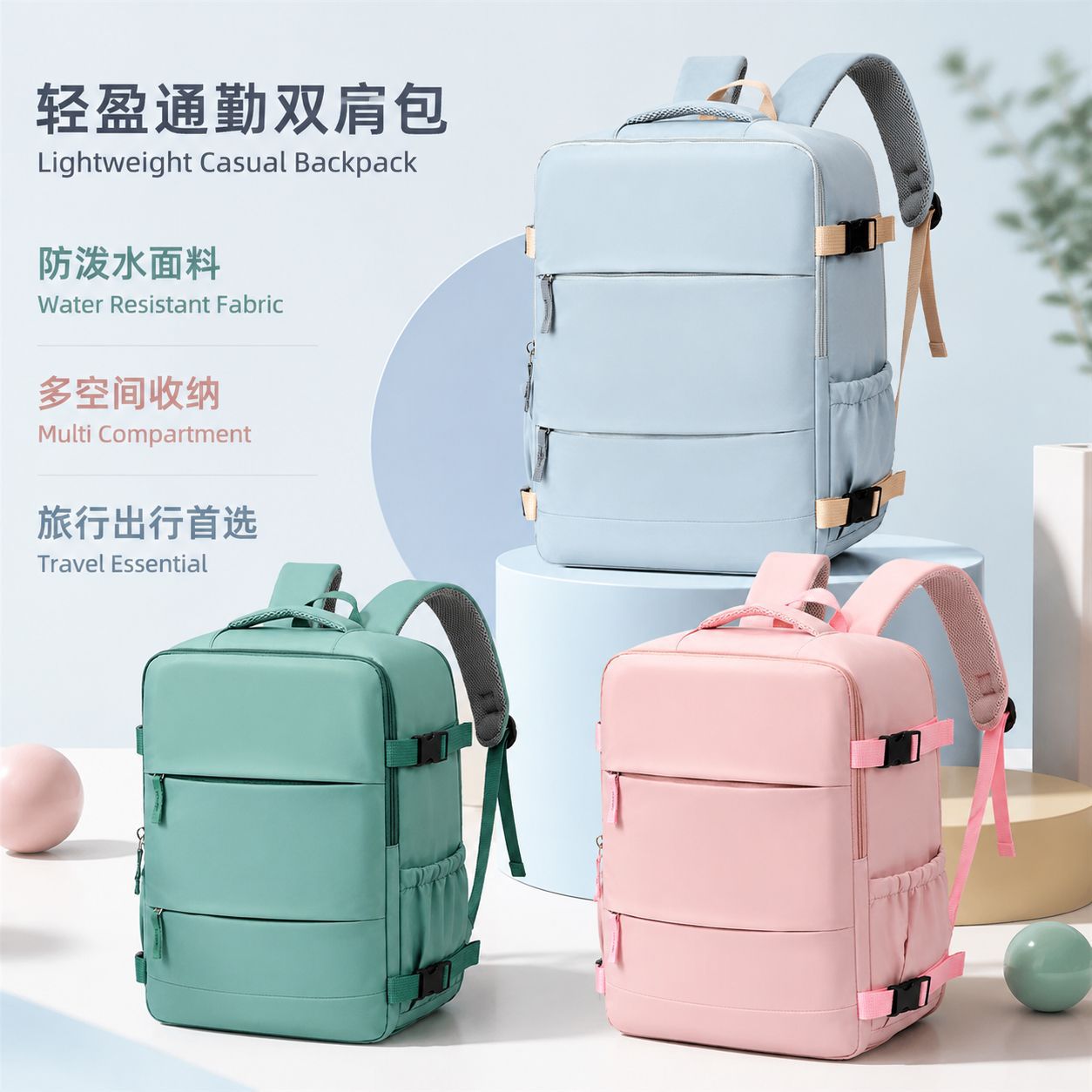 Large-capacity backpack with dry and wet separation, water-resistant, business luggage backpack, travel laptop bag with air-cushioned shoulder straps