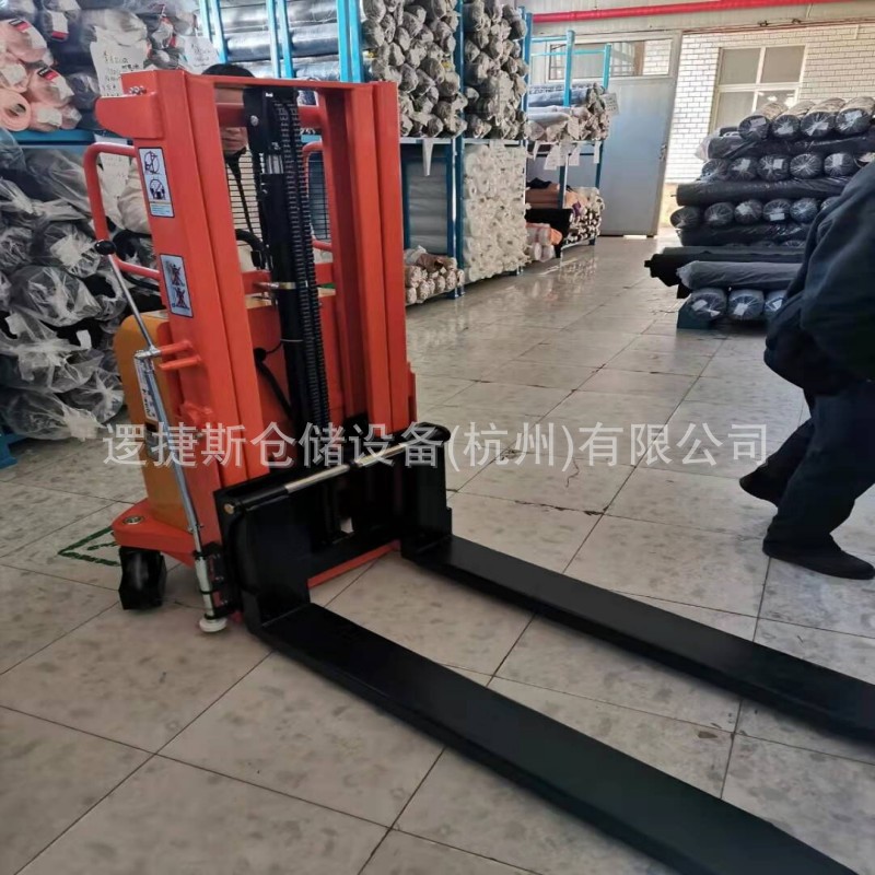 半电动步行式堆高车加长货叉升降装卸车液压托盘搬运堆垛机叉车
