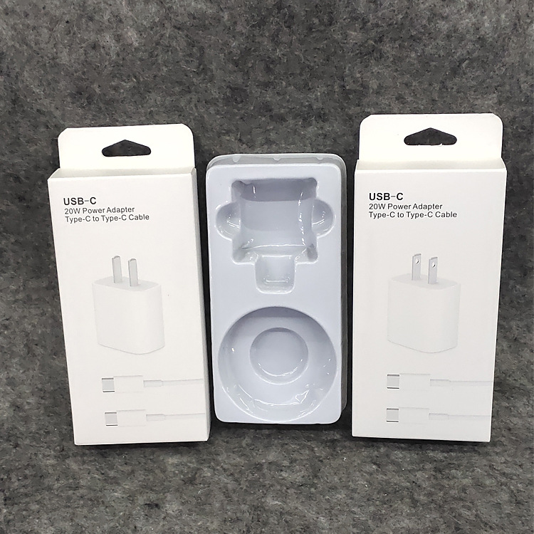 双头typec数据线 PD20W快充苹果充电器2合1带吸塑可装2米线盒现货