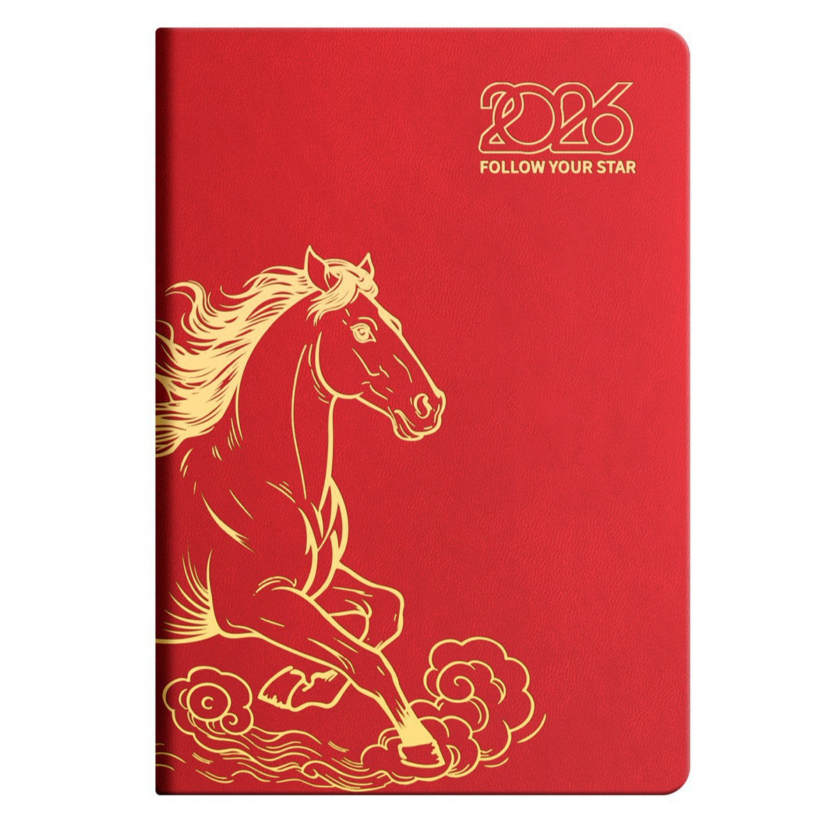 Guochao Horse Year 2026 Calendario Gestión del tiempo Manual de eficiencia diaria de una página Diario de negocios LOGO