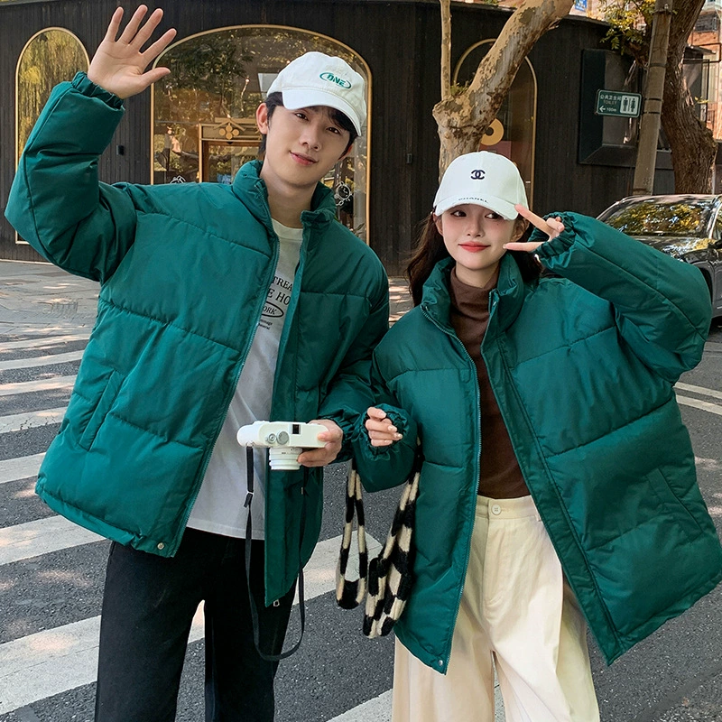 Хлопковая верхняя одежда с воротником-стойкой, мужская осенне-зимняя утолщенная верхняя одежда без гендерн, мужская молодежная верхняя одежда для хлеба, зимняя свободная пуховая хлопковая верхняя одежда