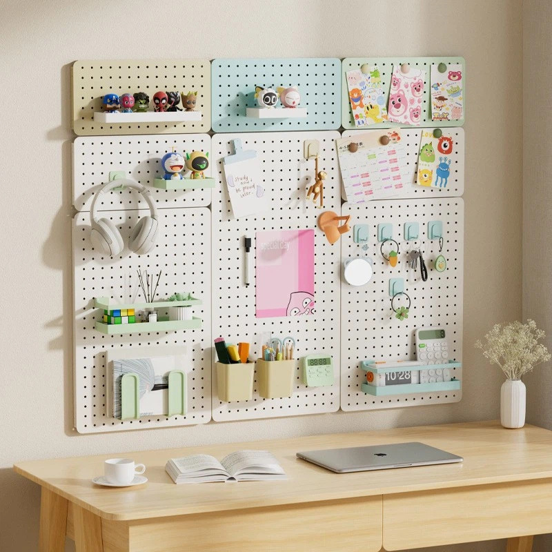 No-Drill Metal Storage Pegboard Magnetic Accessories Desktop Organizer Kitchen Entryway Wall Carbon Steel Storage Rack