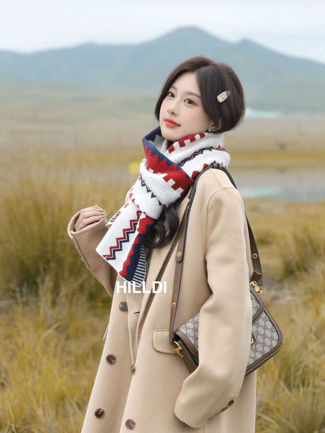 Nuove donne autunno inverno, sciarpa da viaggio spessa e calda, abbinata a scialle lungo lavorato a maglia per l'uso all'aperto_voghion.com