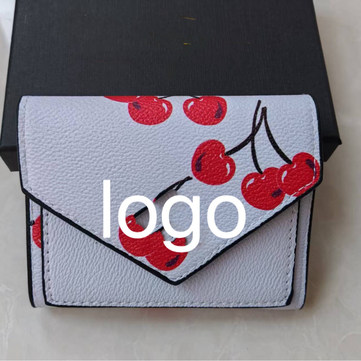 Bolso mujer 2025 nueva cartera impresión transfronteriza cartera corta withbox tres plegados cartera letras bolsa de comercio exterior
